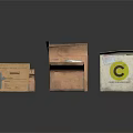 Practical Open Cardboard Boxes for Household Items Storage with Various Sizes and Labels 3d model