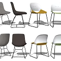 Modern Colorful Dining Chairs With Grey White Yellow Green Seats And Black Metal Legs