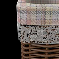 Wicker Storage Basket With Plaid Fabric Lining And Lace Trim Edge For Organizing Home Items