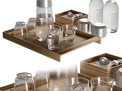 Modern Tray Tableware Restaurant Ornaments Dining Table Ornaments Water Cup Glass 3d model