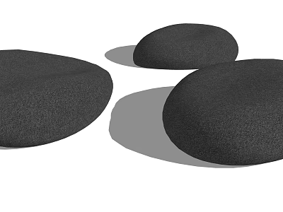 Black Textured Stone And Wood Decorative Elements For Interior Design 3d model