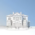 Classical Red Brick Detached Villa With Symmetrical Windows White Trim And Front Lawn