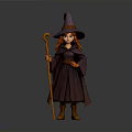 Man In Purple Wizard Hat And Robe Holding Wooden Staff With Red Hair