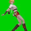 Game Movie Character With Orange Hair White Star Top Red Shorts Brown Boots Green Background