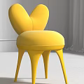 Yellow Modern Dining Chair With Upholstered Seat And Unique Leg Design