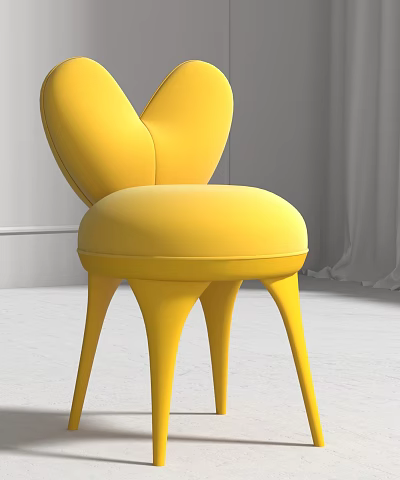 Yellow Modern Dining Chair With Upholstered Seat And Unique Leg Design 3d model