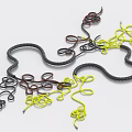 Multicolored Ropes for Daily Binding with Black Yellow Red in Tangled Placement as Living Supplies