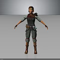 Steampunk Themed Female Character With Mechanical Arm And Leather Outfit
