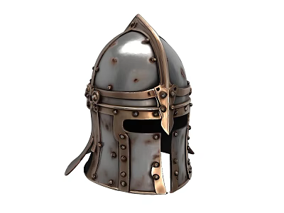 Medieval Metal Weapon Helmet With Rivets And Protective Design Details 3d model