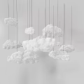 Cloud Shaped White Chandelier with Multiple Hanging Strings for Modern Spaces 3d model