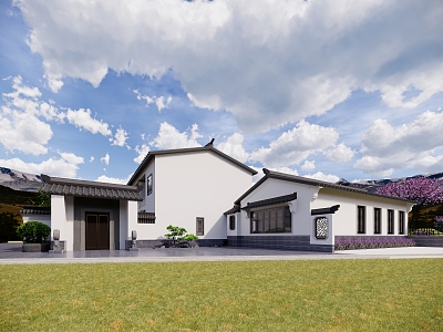 New Chinese style single-family villa architectural appearance 3d model