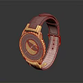 Stylish Pink Leather Strap Watch With Gold Case And Decorative Dial Design