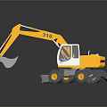 Yellow White 316 Excavator Construction Vehicle With Cab Bucket And Yellow Wheels