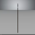 Traditional Spear Weapon With Metal Spearhead And Wooden Shaft Isolated On Gray Background