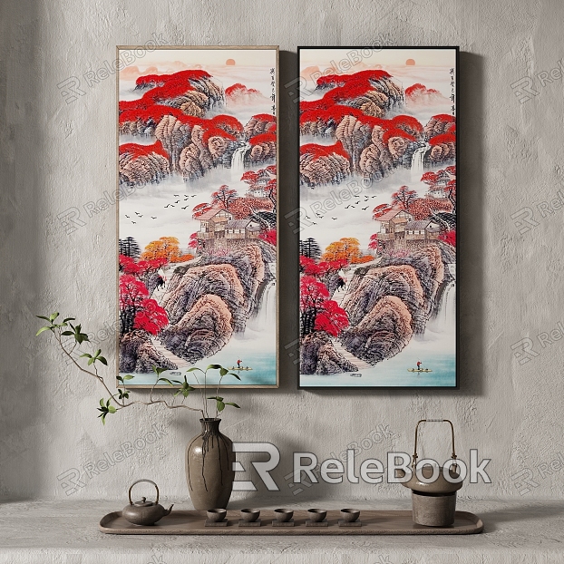 New Chinese Landscape Painting Texture Texture Decorative Painting model