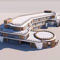 Modern Multi Level Kindergarten Building With Curved Structure And Large Windows 3d model