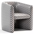 Modern Upholstered Accent Chair With Black And White Wavy Pattern Design 3d model