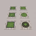 Municipal Road Pavement Design Variations with Circular Green Centers and Square Frames 3d model