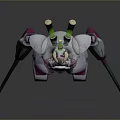 Game Movie Character Design Of Futuristic White Pink Silver Robot With Yellow Staff Weapons