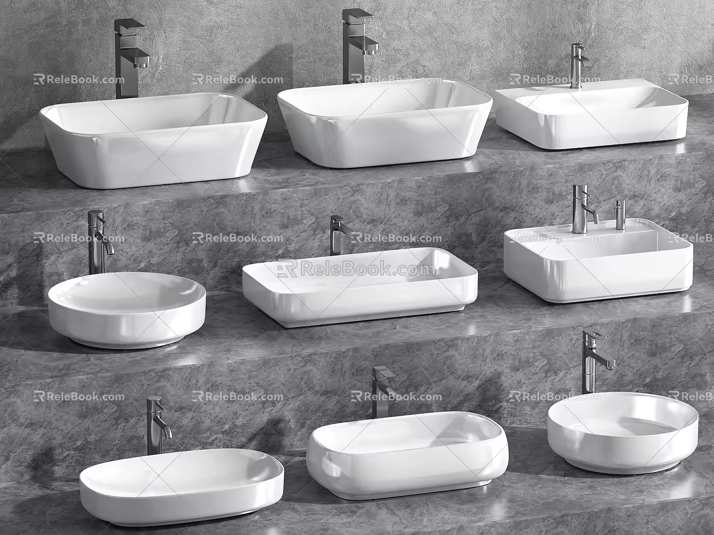 Modern wash basin wash basin counter basin round table basin faucet wash basin 3d model