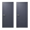 Modern Dark Gray Hinged Doors With Golden Handles Interior Design 3d model