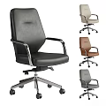 Ergonomic Leather Office Chair With Swivel Base Multiple Colors And Metal Armrests