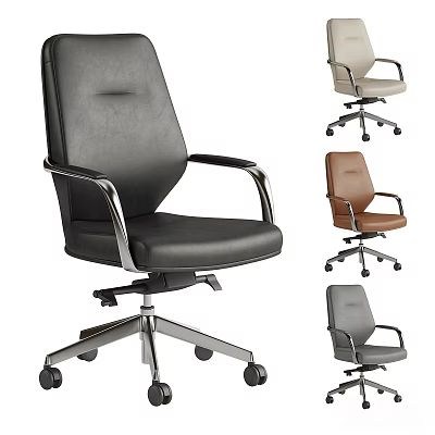 Ergonomic Leather Office Chair With Swivel Base Multiple Colors And Metal Armrests 3d model