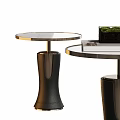 Elegant Modern Side Table Featuring Marble Top And Leather Wrapped Metal Legs 3d model