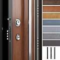 Modern Wooden Hinged Door Design With Metal Handles And Glass Panel Options