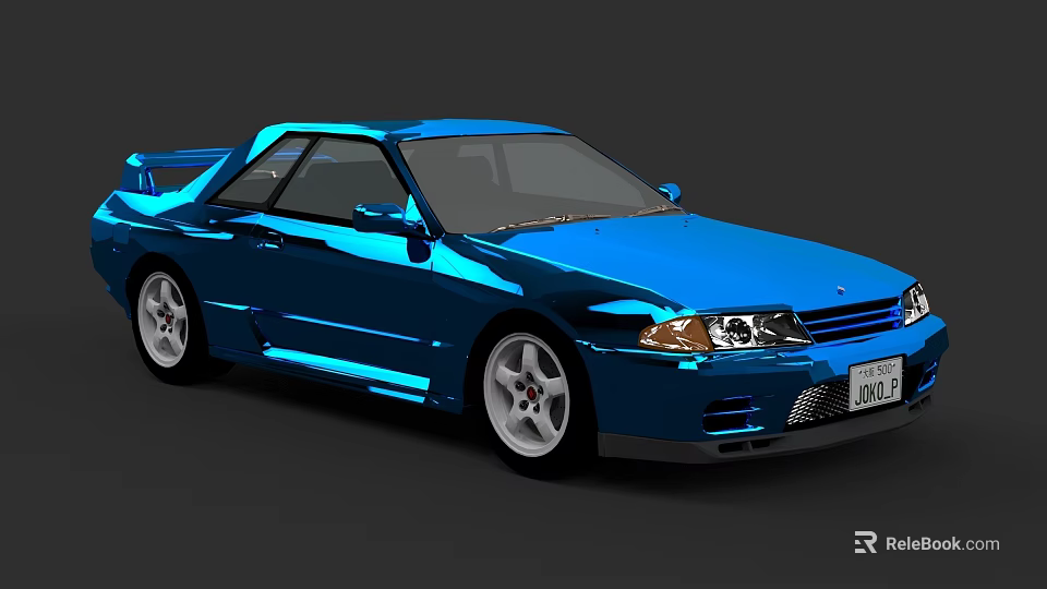 Blue Classic Two Door Sports Car With Sleek Aerodynamic Body And Alloy Wheels 3d model 
