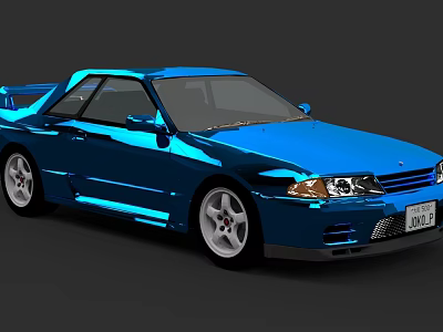 Blue Classic Two Door Sports Car With Sleek Aerodynamic Body And Alloy Wheels 3d model