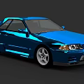 Blue Classic Two Door Sports Car With Sleek Aerodynamic Body And Alloy Wheels