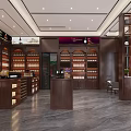 Modern Tobacco and Liquor Store Interior With Wooden Shelves Wine Displays Tobacco Products And Counter
