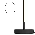 Modern Black Floor Lamp With Slim Metal Pole Circular Base And LED Light Strip