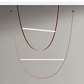 Modern Red Curved Chandelier With White Hanging Rods For Interior Design