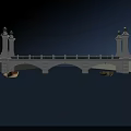 Ornate Bridge With Decorative Pillars And Water Reflection Under Blue Sky 3d model