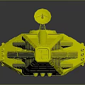Dreadnought Sci Fi Spacecraft Model With Dark Armored Panels And Red Glowing Elements