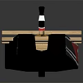 Traditional Style Wooden Boat Model With Decorative Red Black Details And Wooden Seats