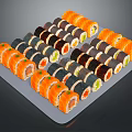 Assorted Colorful Sushi Rolls Platter With Fresh Ingredients And Neat Arrangement