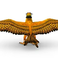 Striking Colorful Flying Bird with Spread Wings Vibrant Yellow Green Feathers and Crest