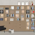 Modern Wooden Bookcase With Closed Doors Open Shelves Drawers And Storage For Books Files