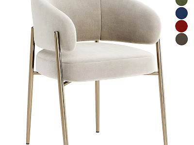 Modern Accent Chair With Beige Velvet Upholstery And Gold Metal Legs Multiple Color Options 3d model
