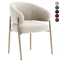 Modern Accent Chair With Beige Velvet Upholstery And Gold Metal Legs Multiple Color Options