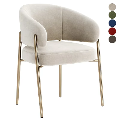 Modern Accent Chair With Beige Velvet Upholstery And Gold Metal Legs Multiple Color Options 3d model