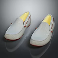 Light Gray Suede Loafers With Yellow Inner Lining Red Sole And Brown Decorative Buckles
