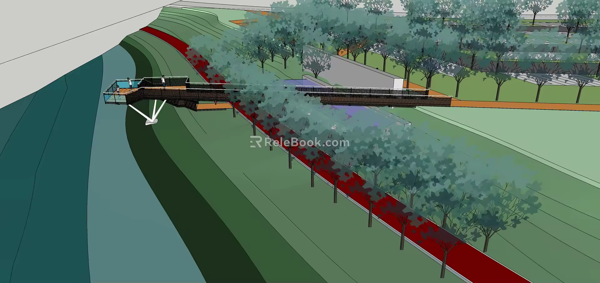 Modern Observation Deck Landscape Corridor Frame Landscape Pick-up Deck Landscape Structure 3d model