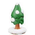 Green Tree with Brown Trunk and White Snowballs on White Snow Base Decoration