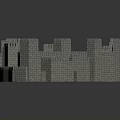 Ancient Architecture Model With Stone City Wall Watchtowers And Defensive Battlements