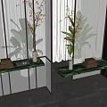 Modern partition porch glass partition screen 3d model