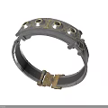 Silver Ornate Bracelet With Gold Accents Circular Holes And Clasp